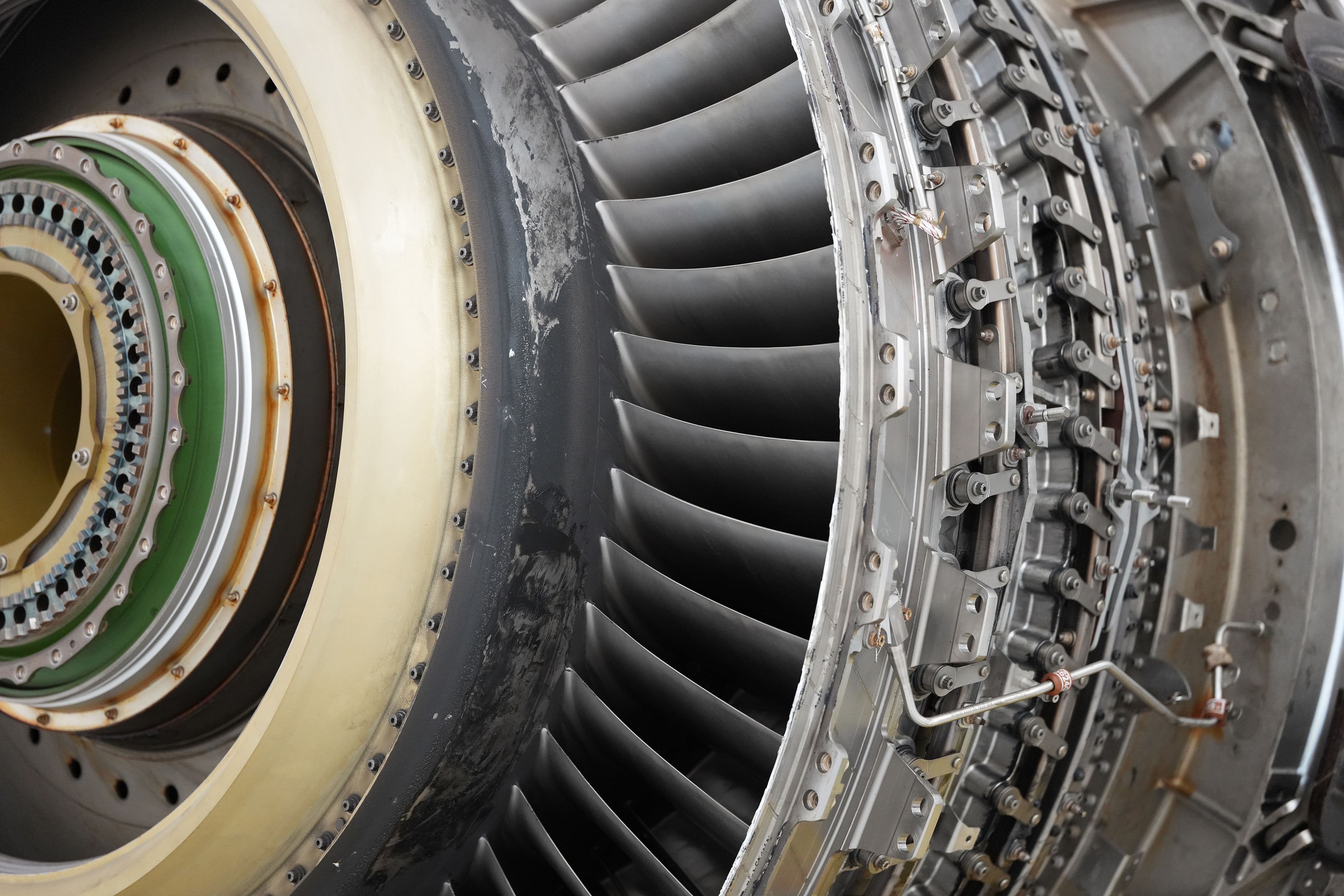 Close-up of a Trent engine's fan blades