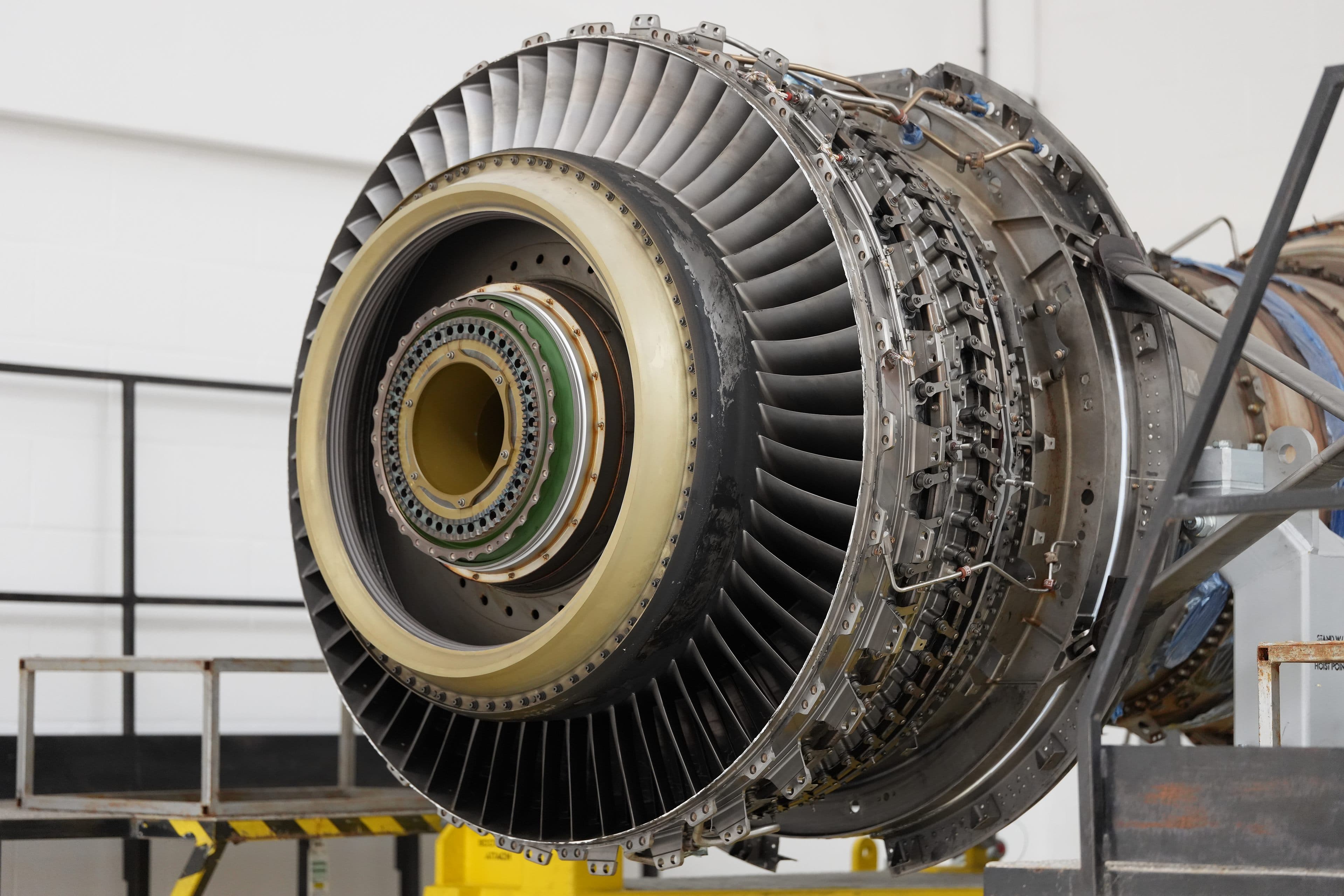 AOG-247 Trent engine on a maintenance stand
